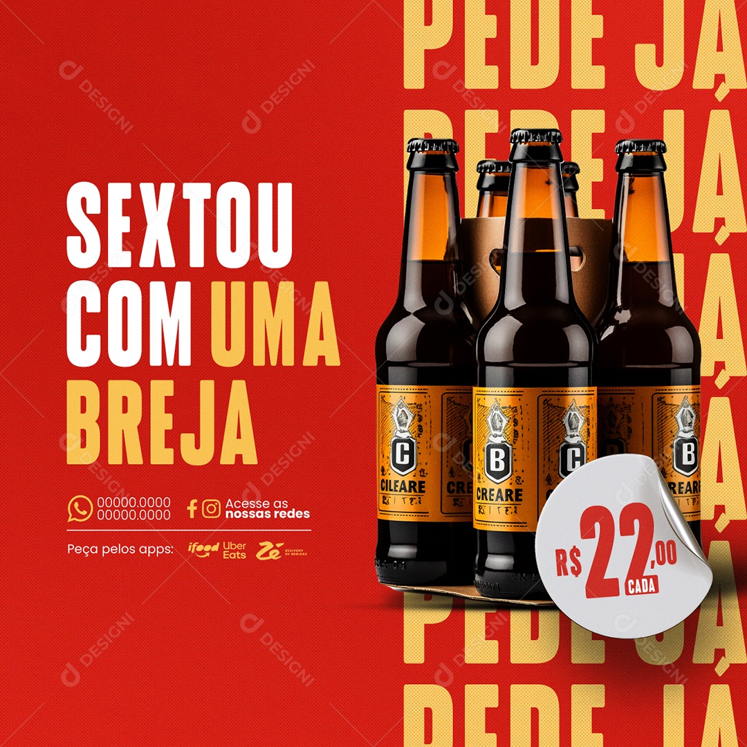 Adega Sextou com uma Breja Pede já Cerveja Cleare Social Media PSD Editável