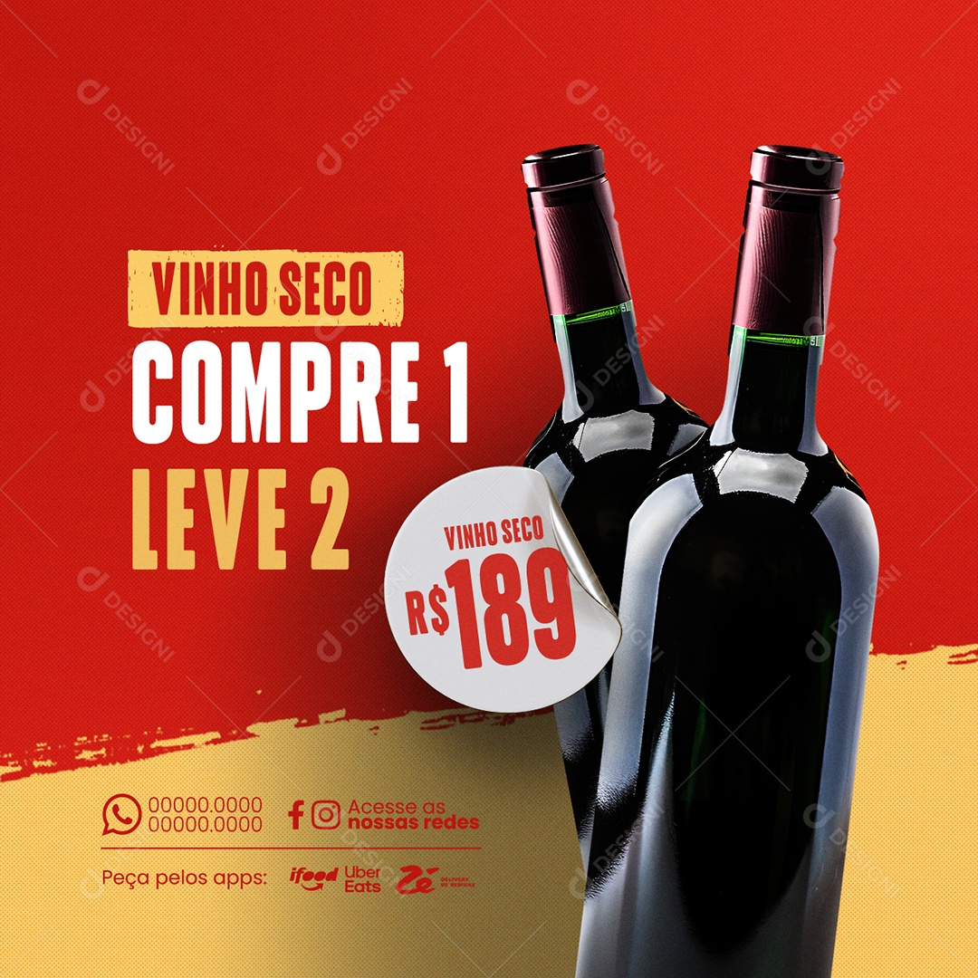 Adega Vinho Seco Compre 1 Leve 2 Social Media PSD Editável