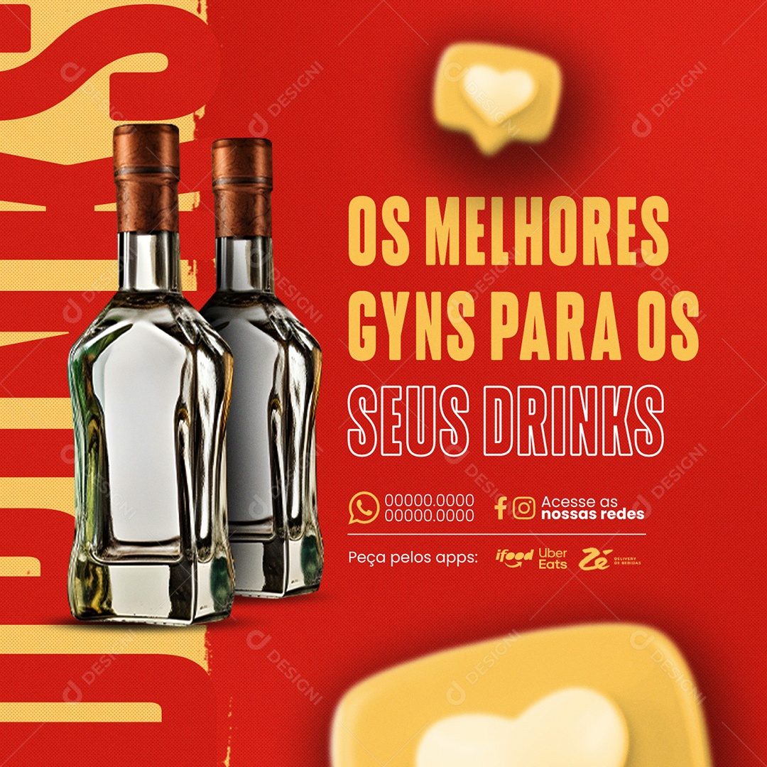 Adega Os Melhores Gyns para os seus Drinks Social Media PSD Editável