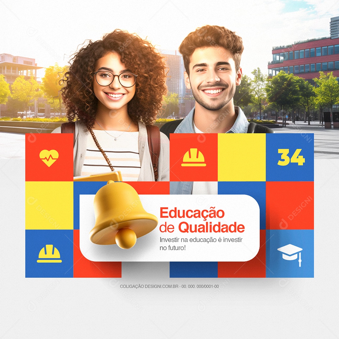 Política Educação de Qualidade Social Media PSD Editável