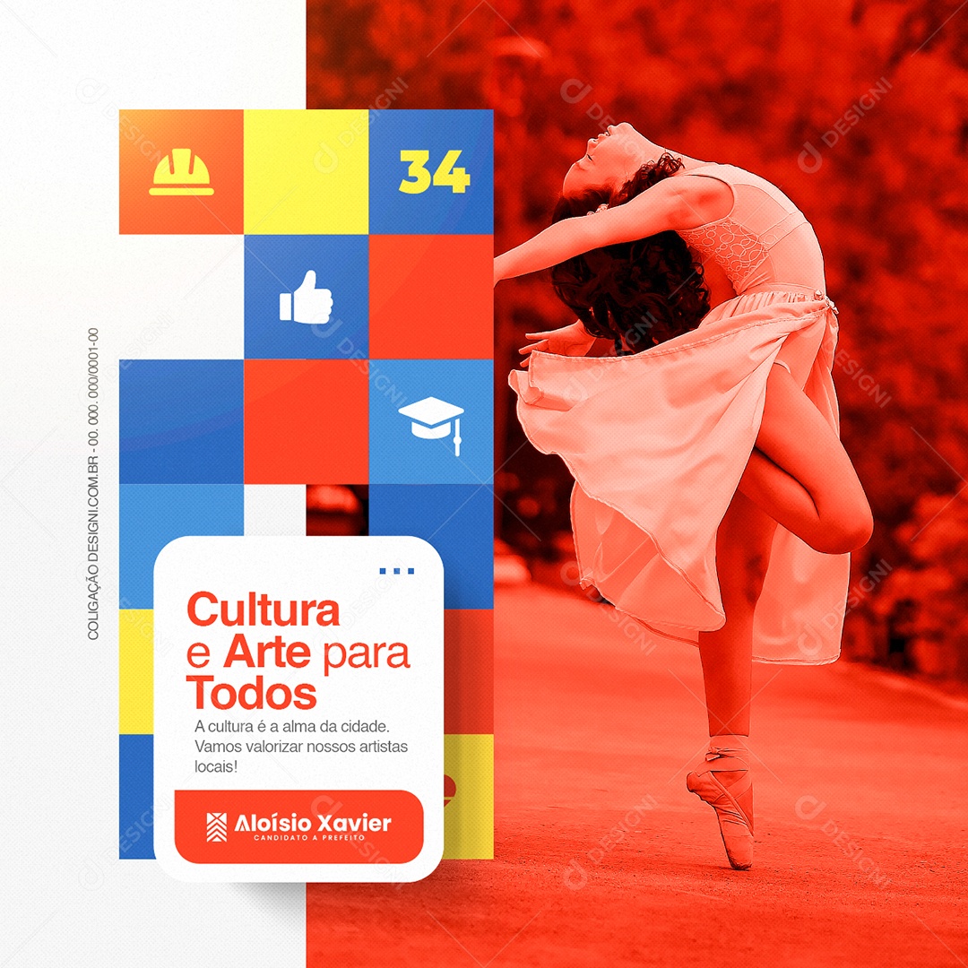 Política Cultura e Arte para Todos Aloísio Xavier Social Media PSD Editável