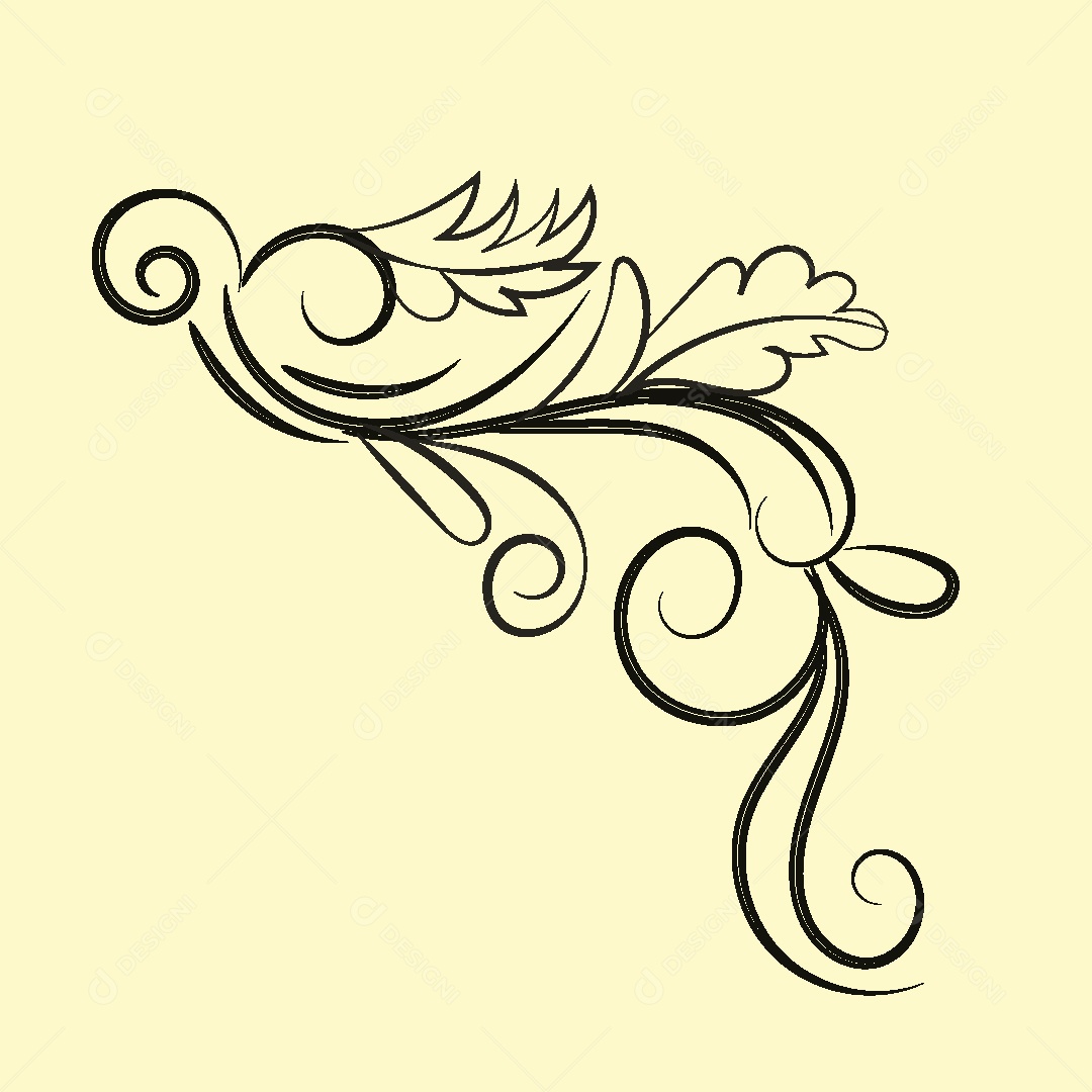 Desenhos Florais Feito a Mão Vetor EPS