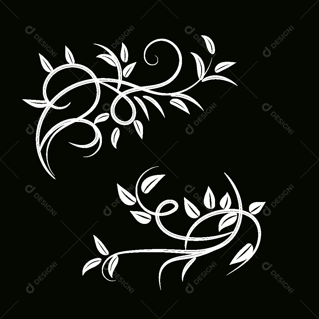 Desenhos Florais Feito a Mão Vetor EPS