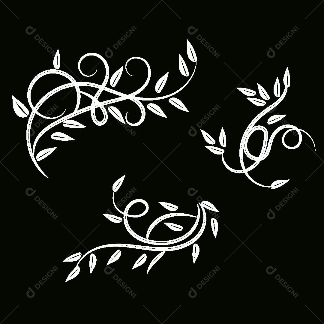 Desenhos Florais Feito a Mão Vetor EPS