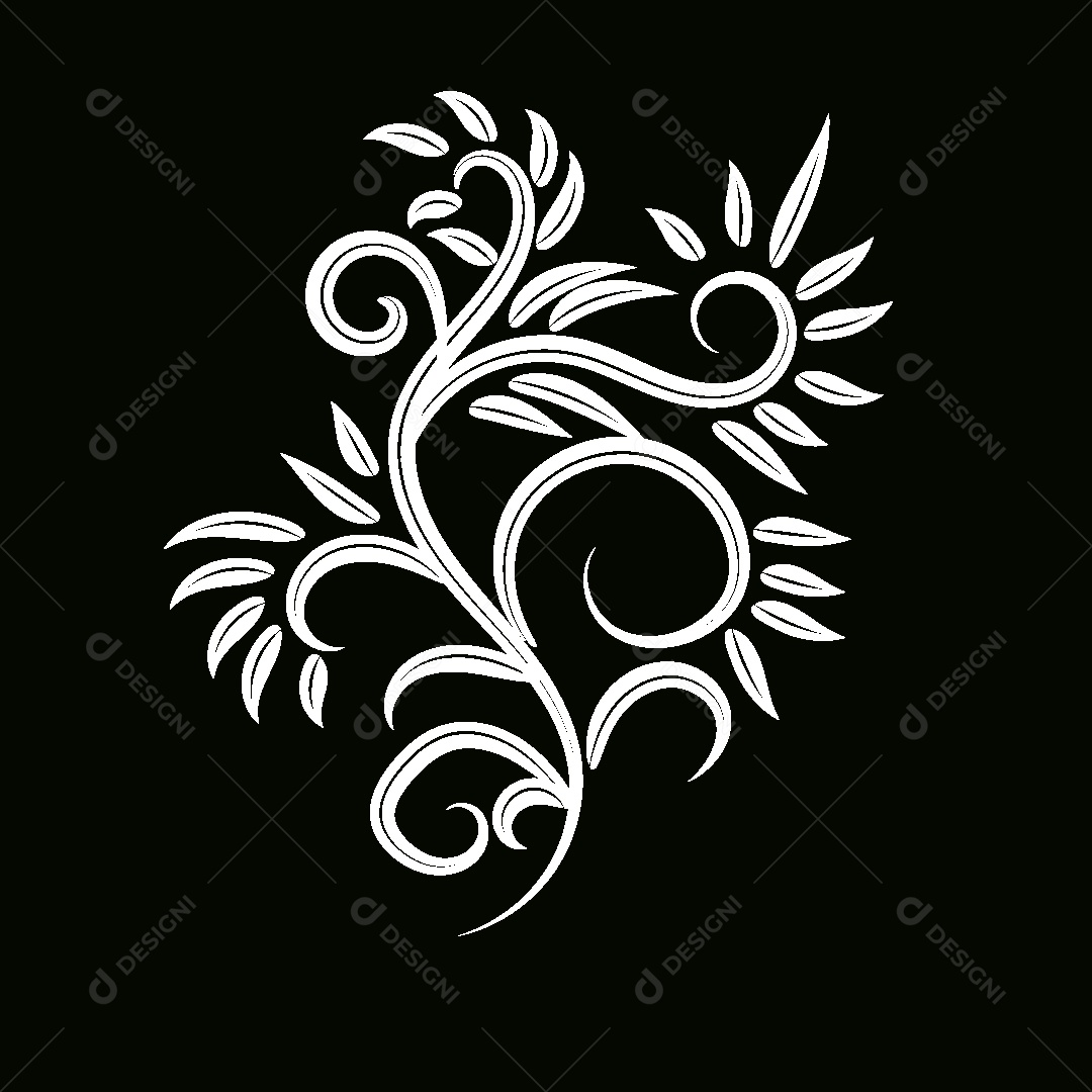 Desenhos Florais Feito a Mão Vetor EPS