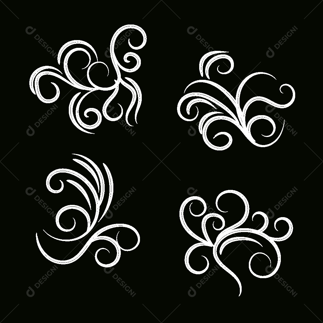 Desenhos Florais Feito a Mão Vetor EPS