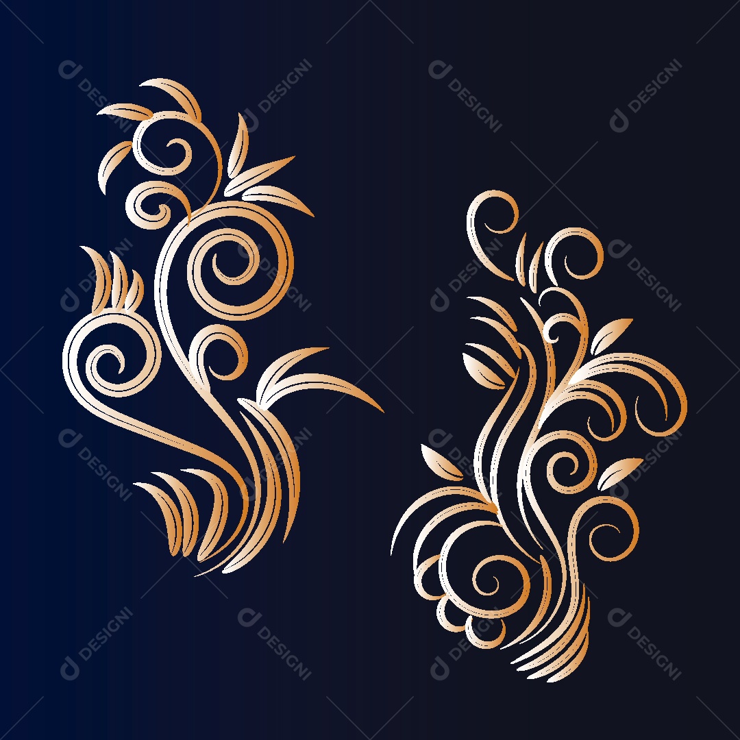 Desenhos Florais Feito a Mão Vetor EPS