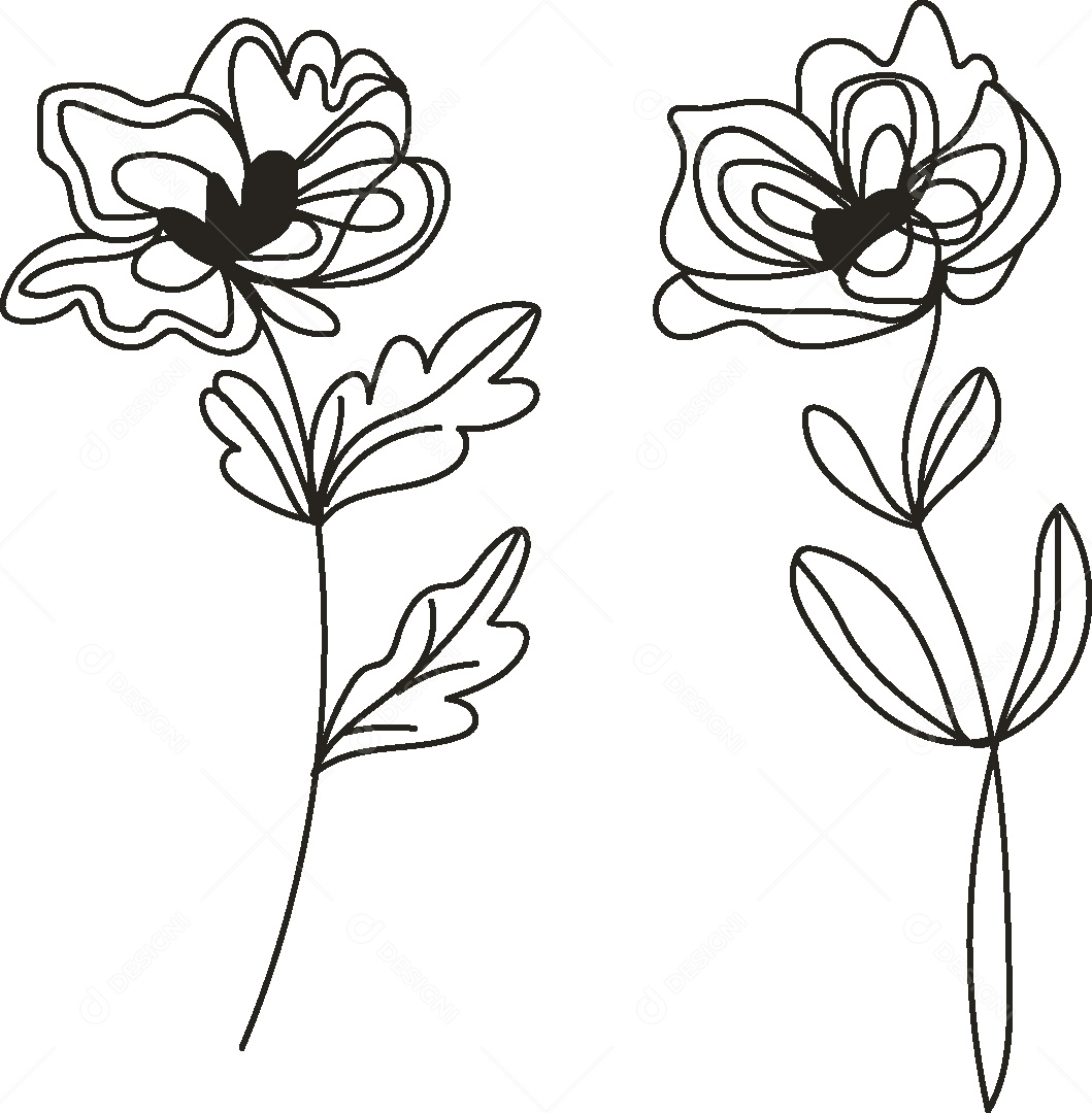 Desenhos de Flores Feito a Mão Vetor EPS