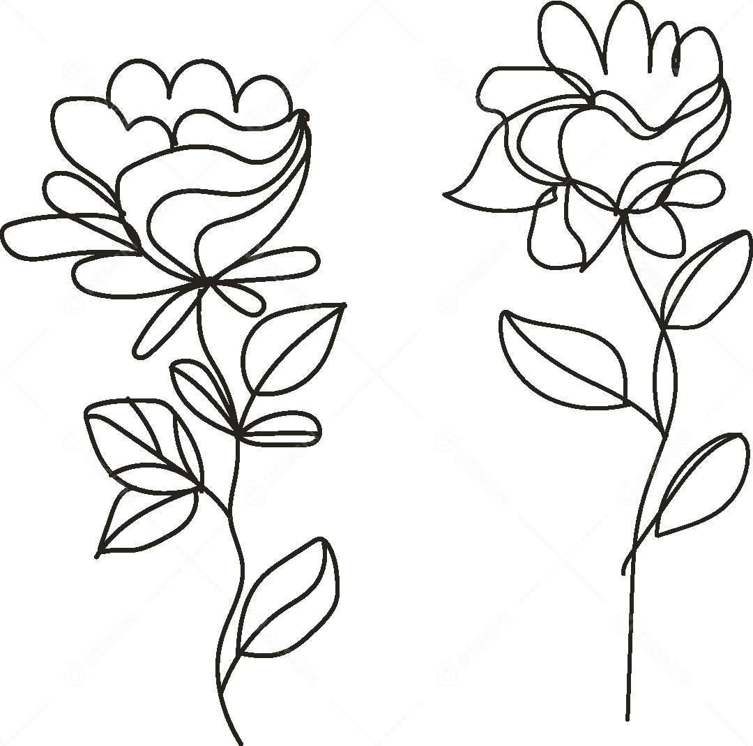 Desenhos de Flores Feito a Mão Vetor EPS