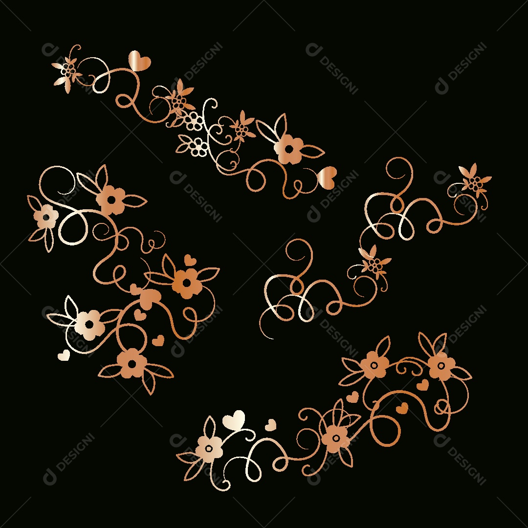 Bordas Florais Ilustração Vetor EPS