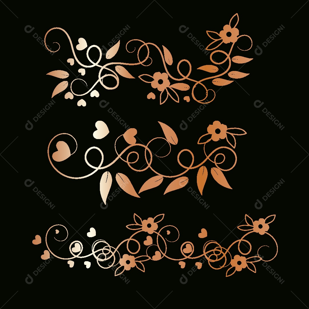 Bordas Florais Ilustração Vetor EPS