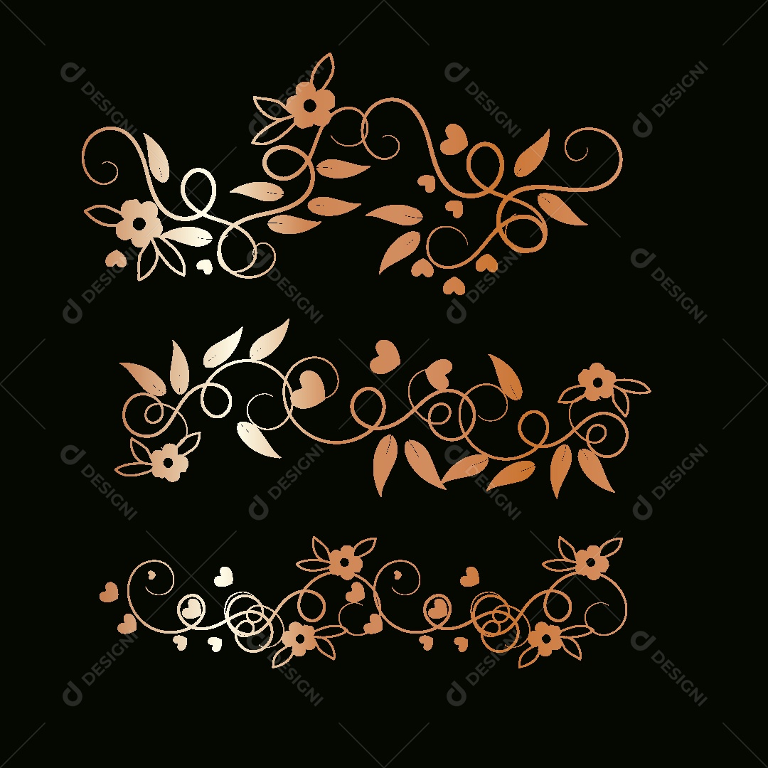 Bordas Florais Ilustração Vetor EPS