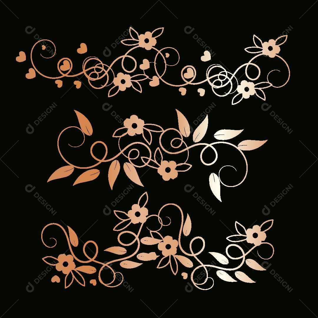 Bordas Florais Ilustração Vetor EPS