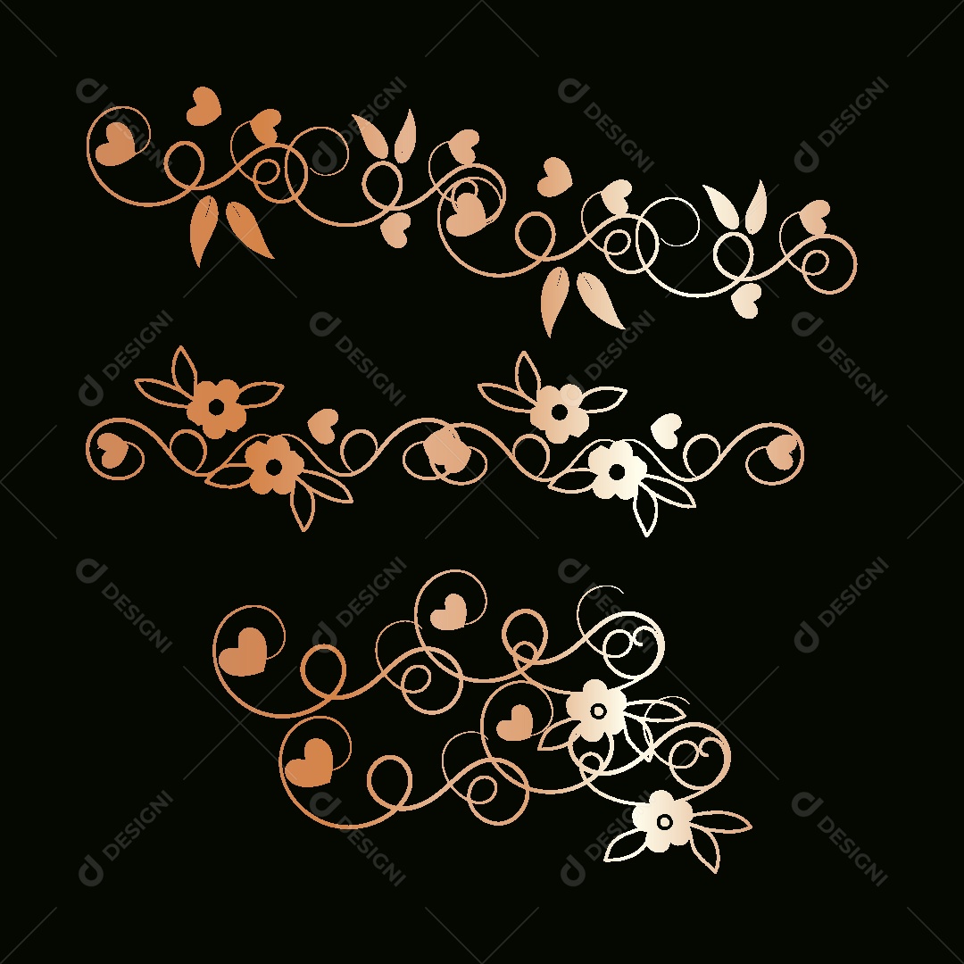 Bordas Florais Ilustração Vetor EPS