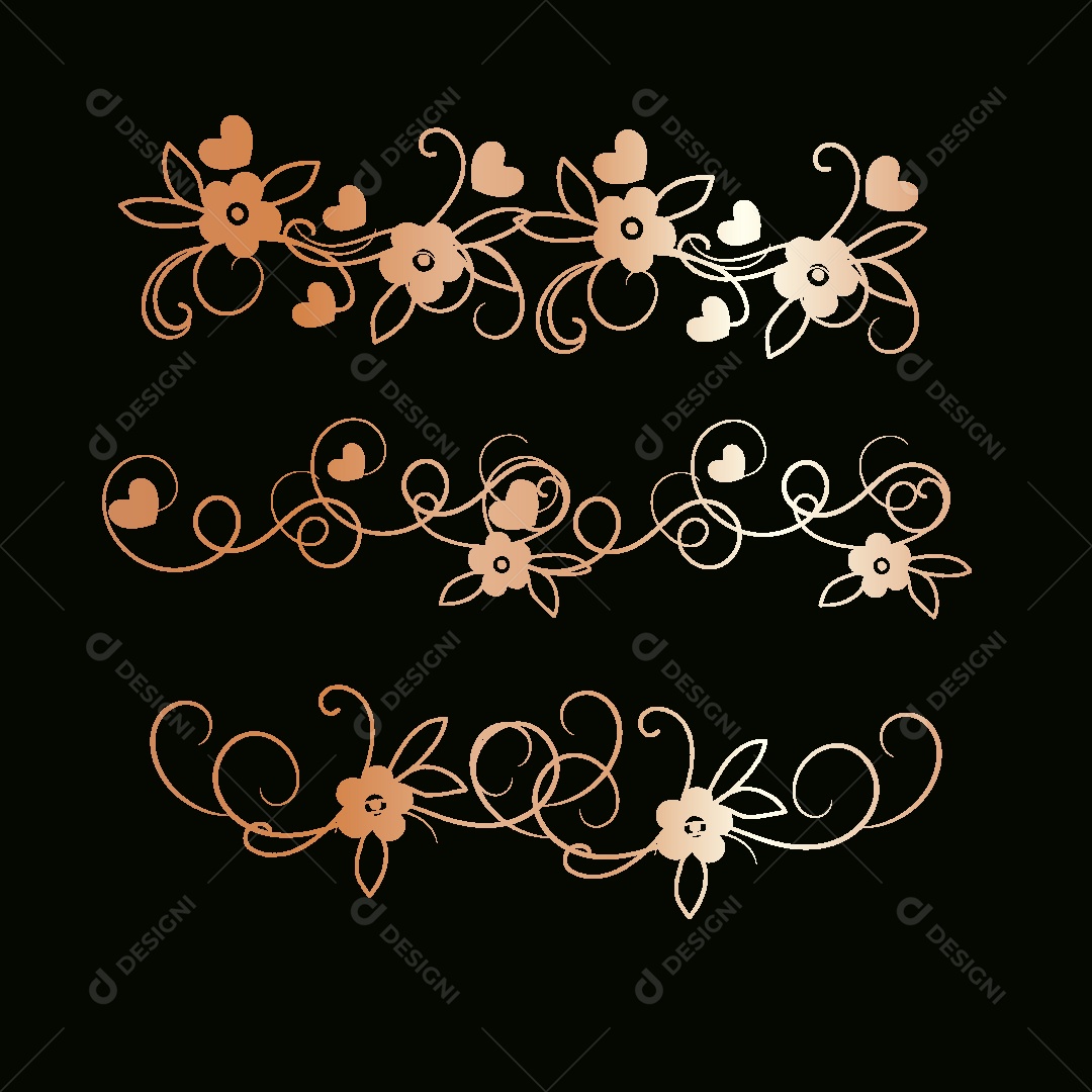 Bordas Florais Ilustração Vetor EPS