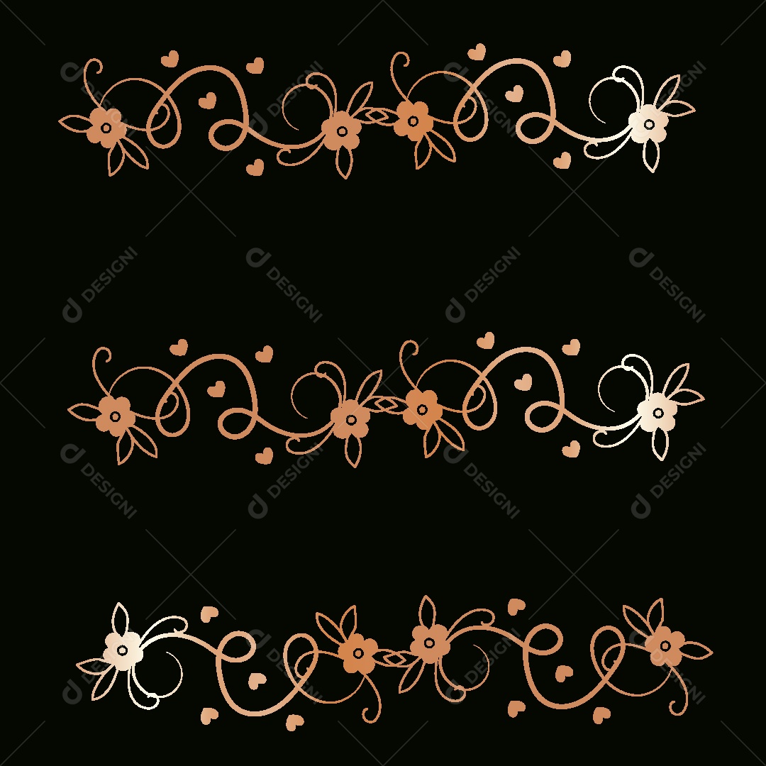 Bordas Florais Ilustração Vetor EPS