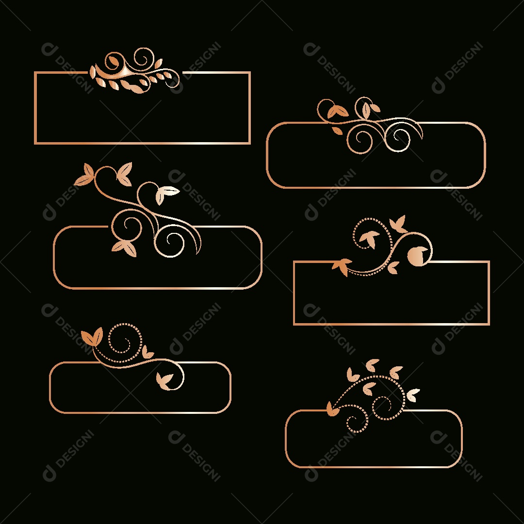 Conjunto de Molduras Florias Ilustrações Vetor EPS