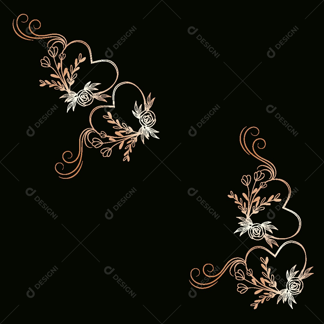 Background de Coração Floral Ilustração Vetor EPS