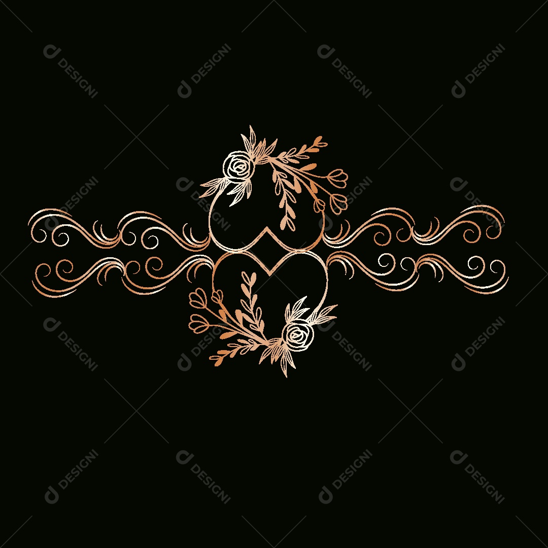 Background de Coração Floral Ilustração Vetor EPS