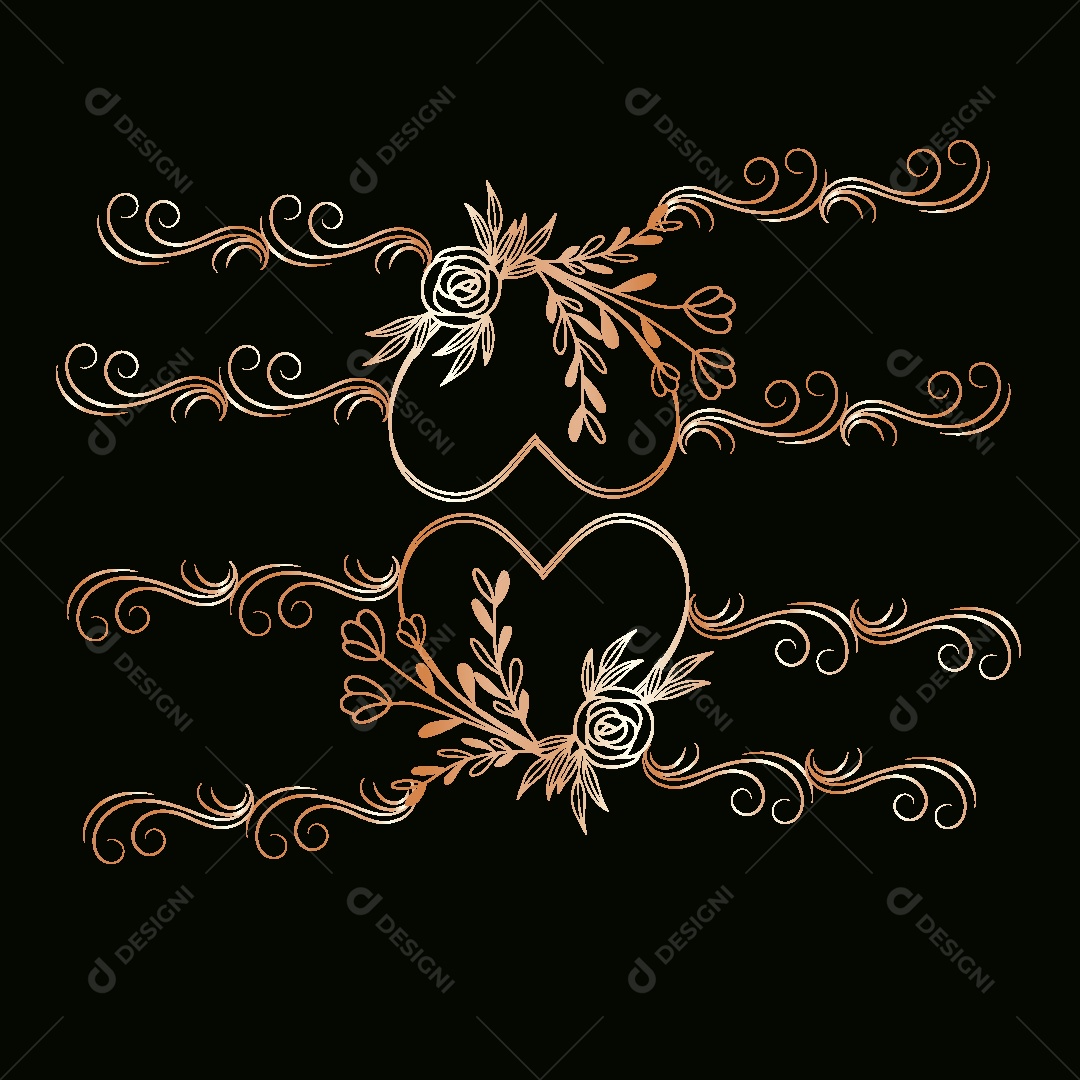 Background de Coração Floral Ilustração Vetor EPS