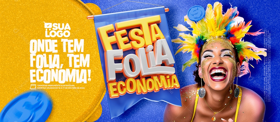 Banner Festa Folia Economia Social Media SD Editável