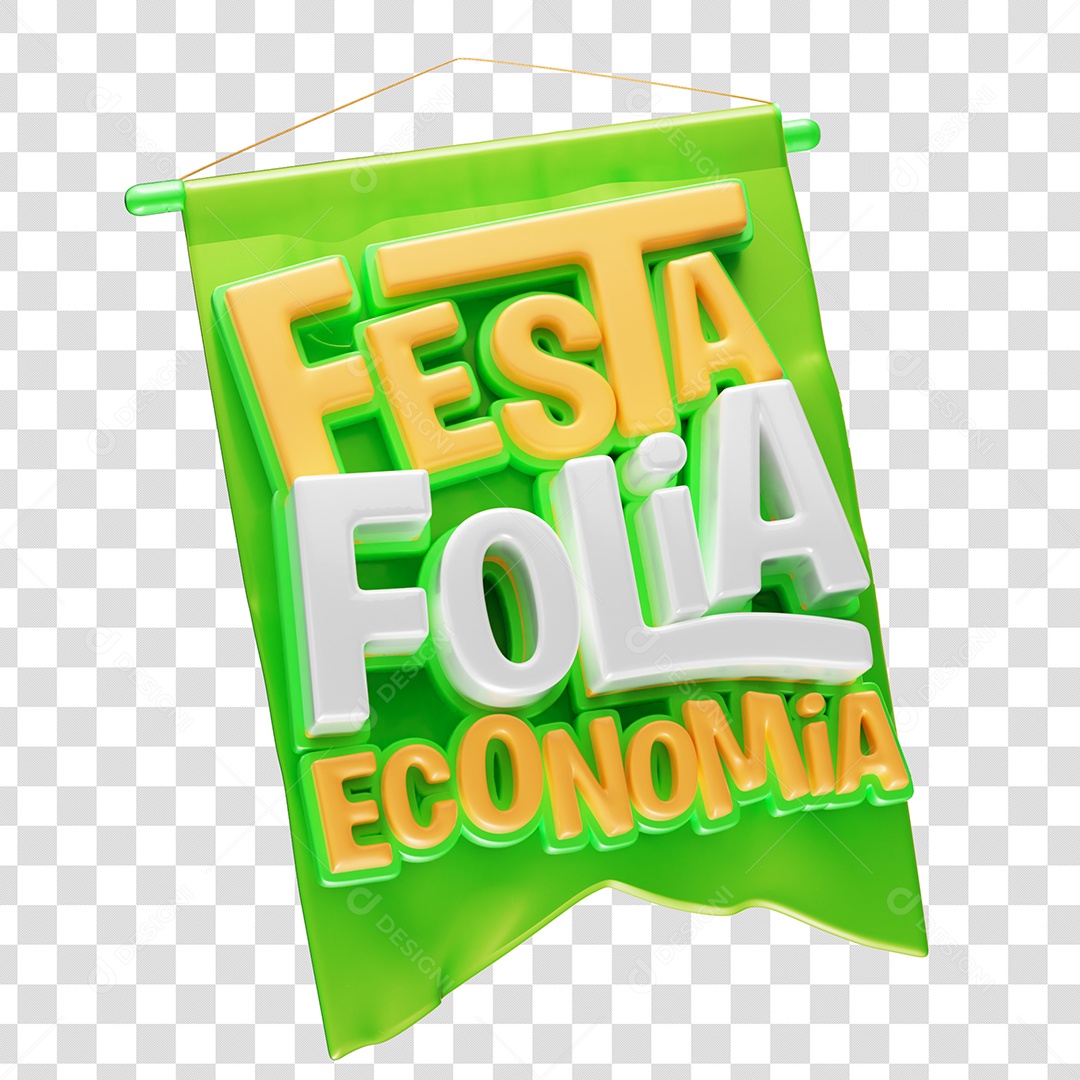 Festa Folia Economia Green Gold White 3D Stamp for PSD Composition