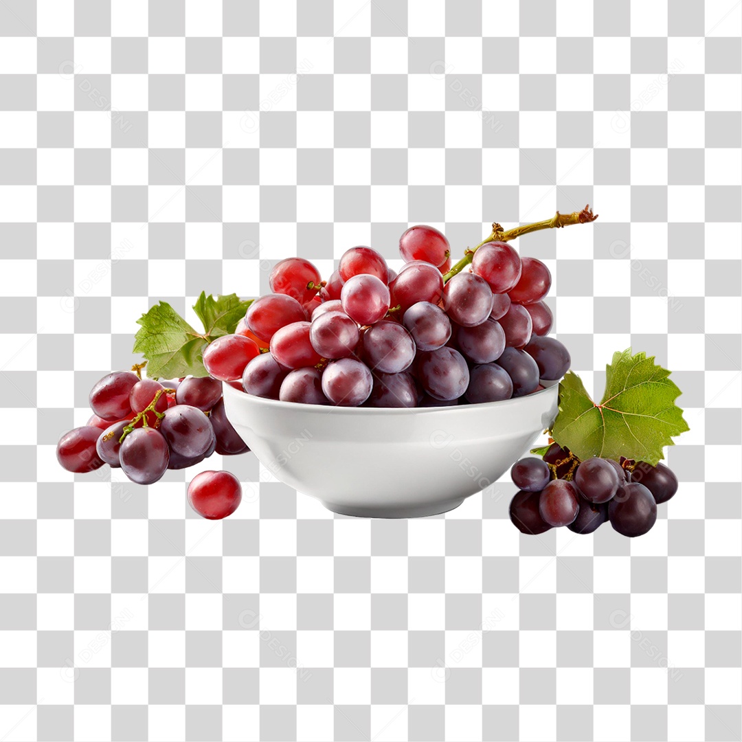Tigela de Uvas PNG Transparente