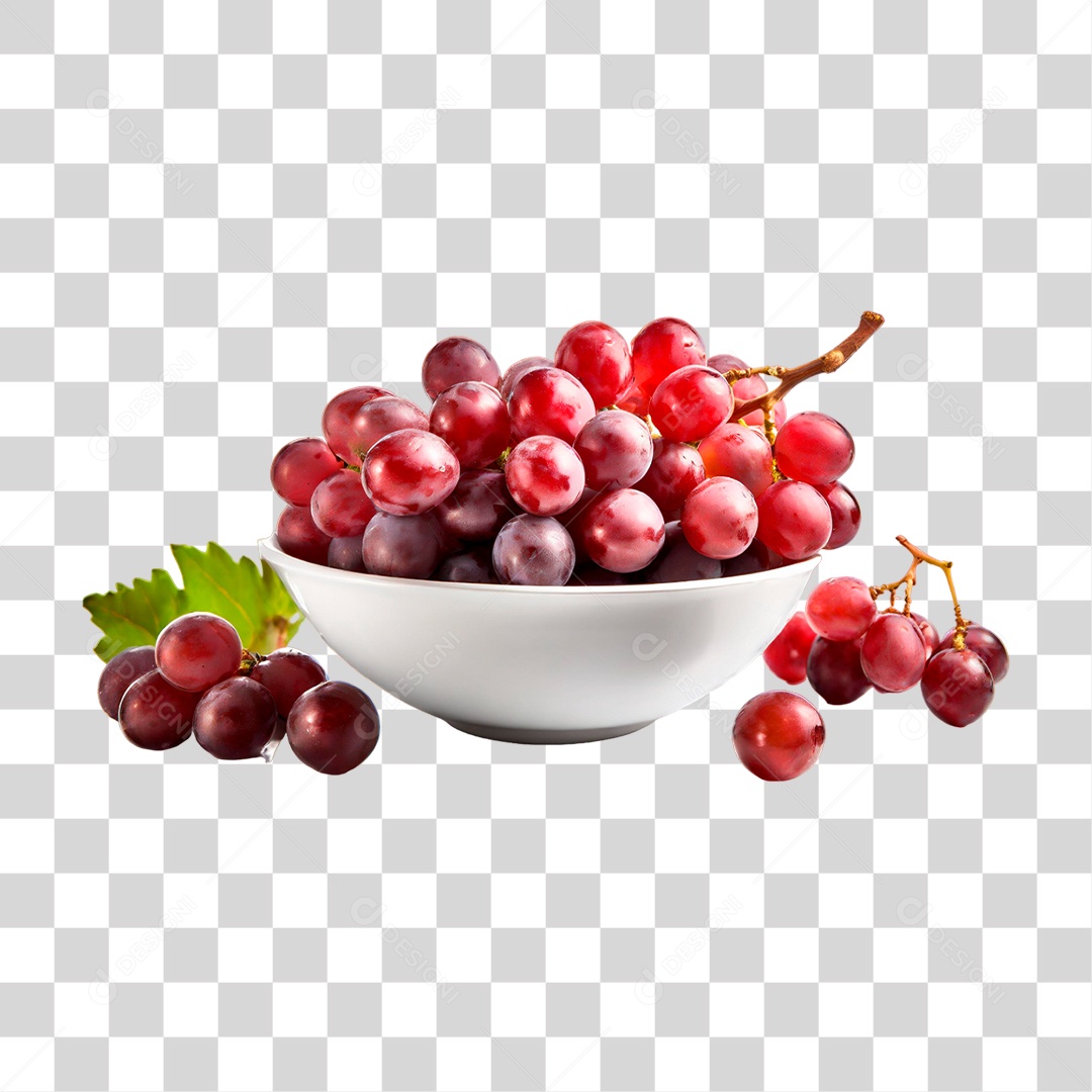 Tigela de Uvas PNG Transparente