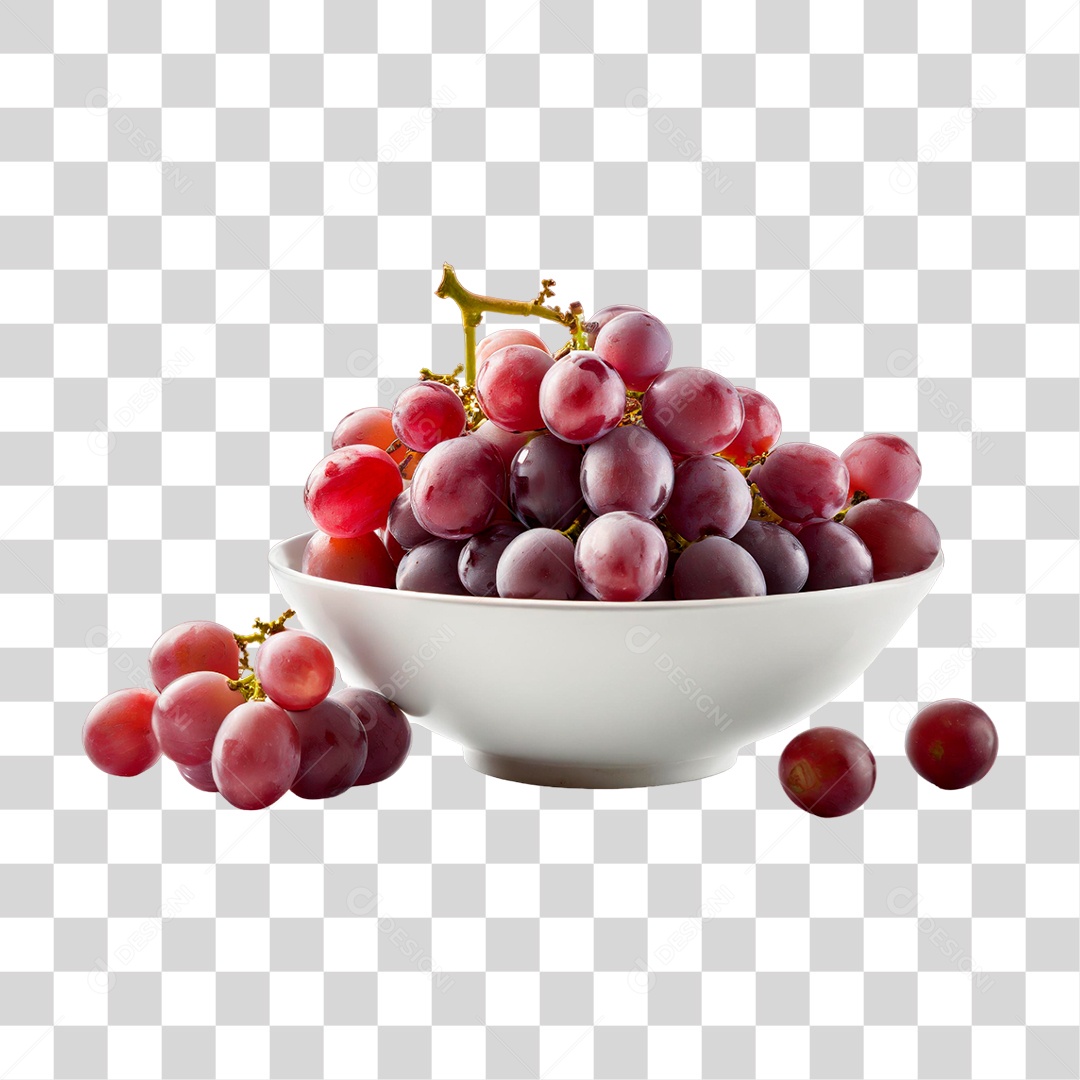 Tigela de Uvas PNG Transparente