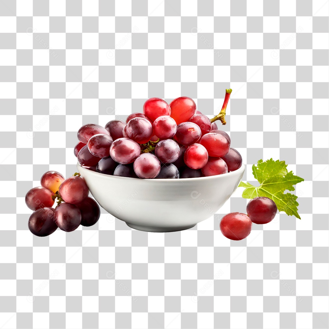 Tigela de Uvas PNG Transparente