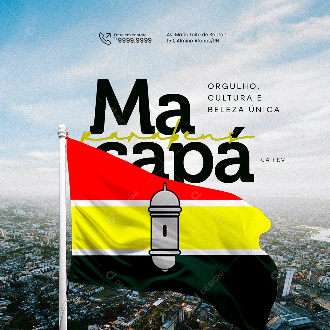 Aniversário de Macapá parabéns Orgulho Cultura e Beleza Única Social Media PSD Editável