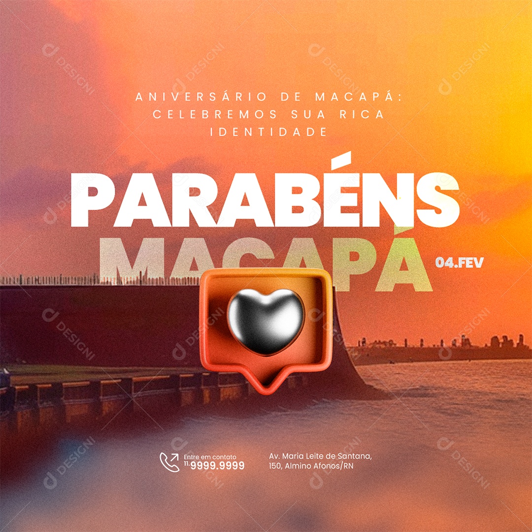 Aniversário de Macapá Parabéns Social Media PSD Editável