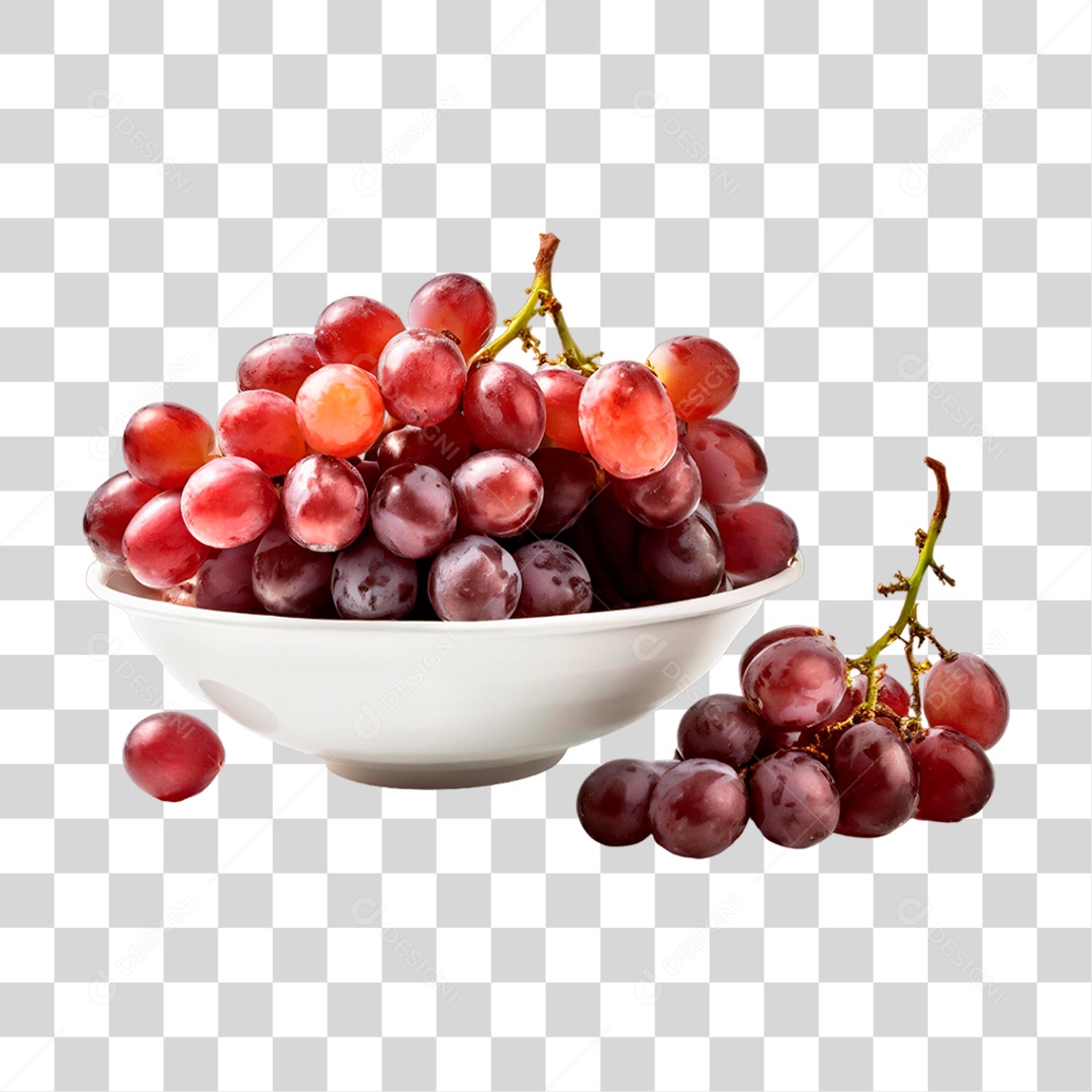 Tigela de Uvas PNG Transparente