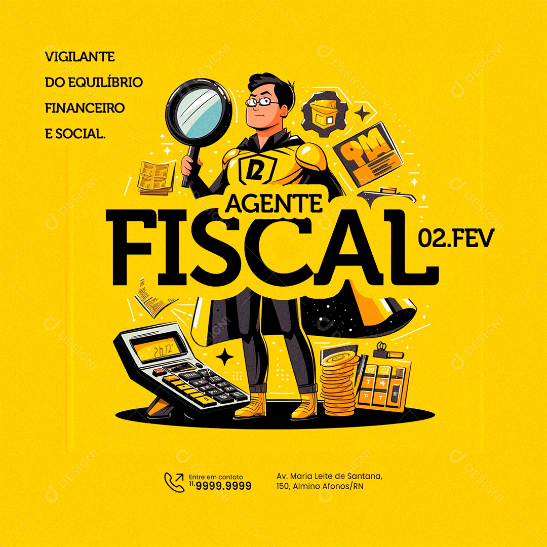 Dia Do Agente Fiscal 02 de Janeiro Vigilante do Equilíbrio Financeiro Social Media PSD Editável