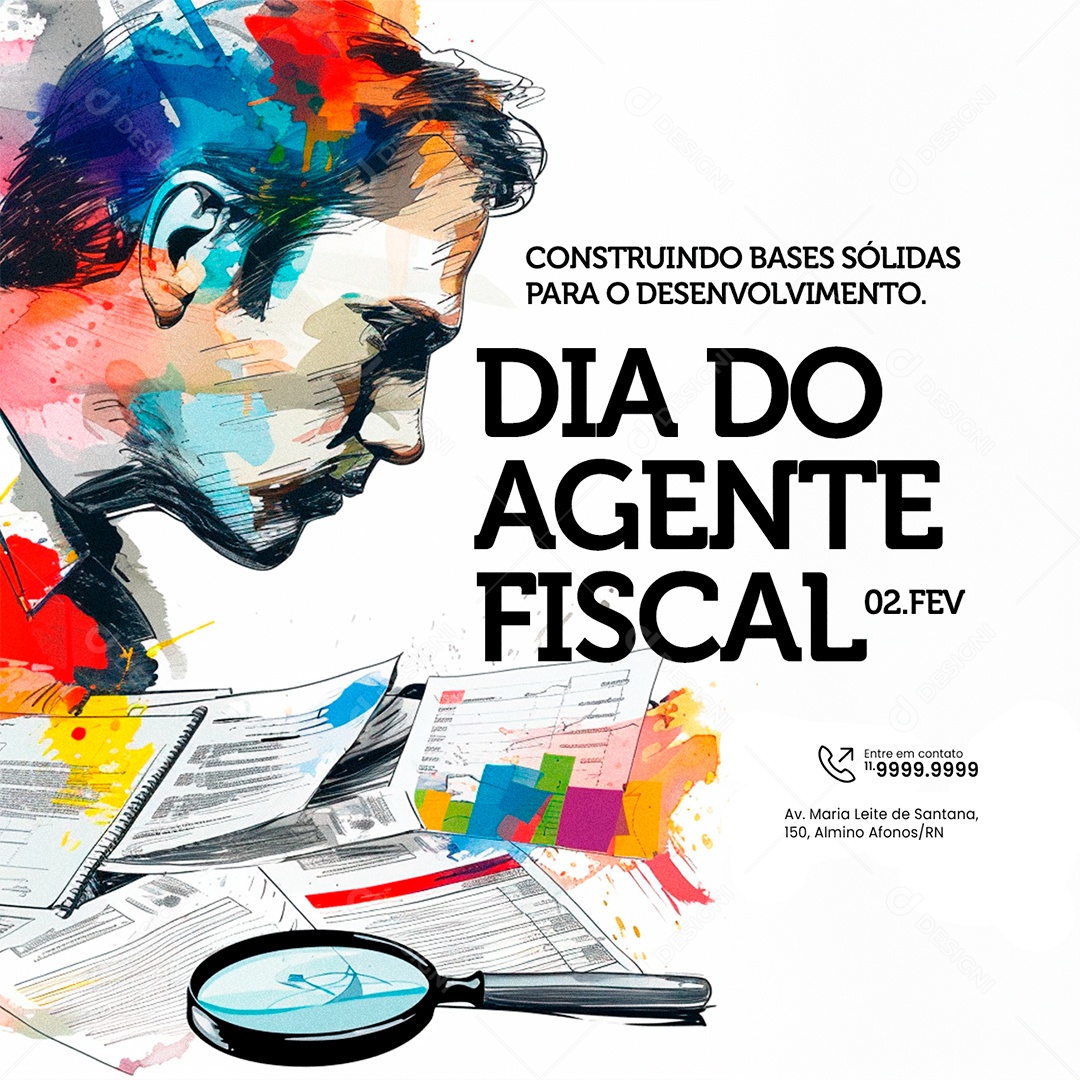 Dia Do Agente Fiscal 02 de Janeiro Construindo Bases Sólidas Social Media PSD Editável