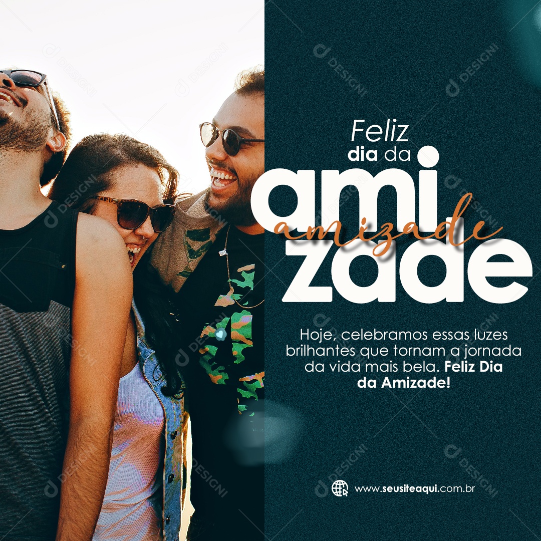 Feliz Dia Internacional Da Amizade 14 De Fevereiro essas Luzes Brilhantes Social Media PSD Editável