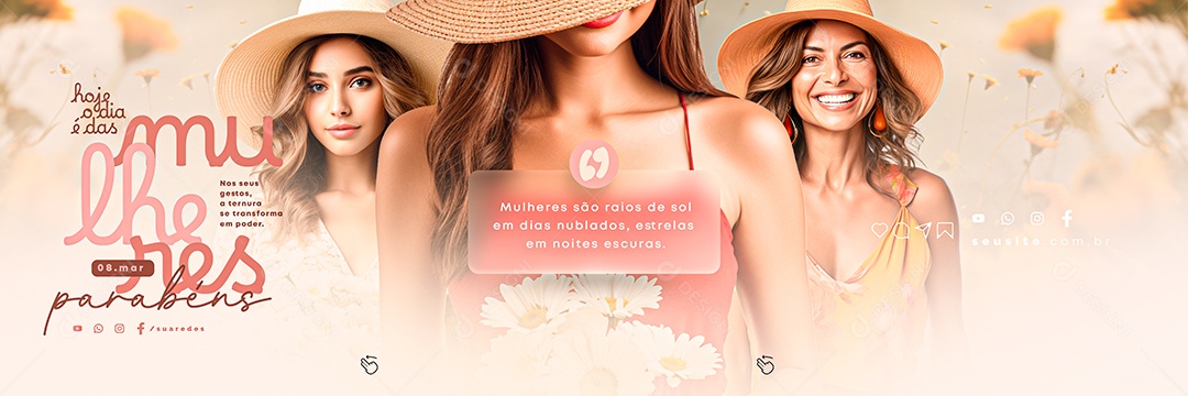 Carrossel Hoje é o Dia Internacional das Mulheres 08 de Março Social Media PSD Editável