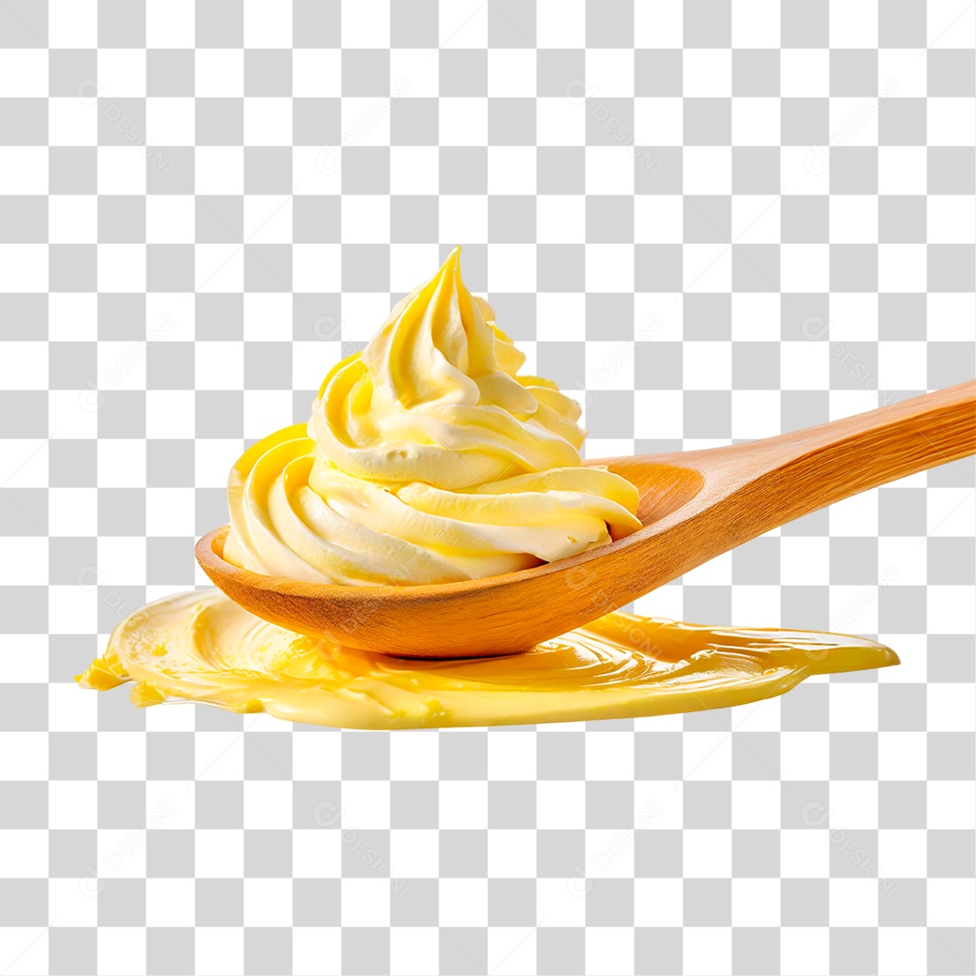 Colher com Chantilly Amarelo PNG Transparente