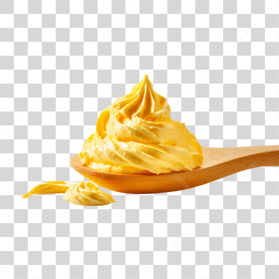 Colher com Chantilly Amarelo PNG Transparente