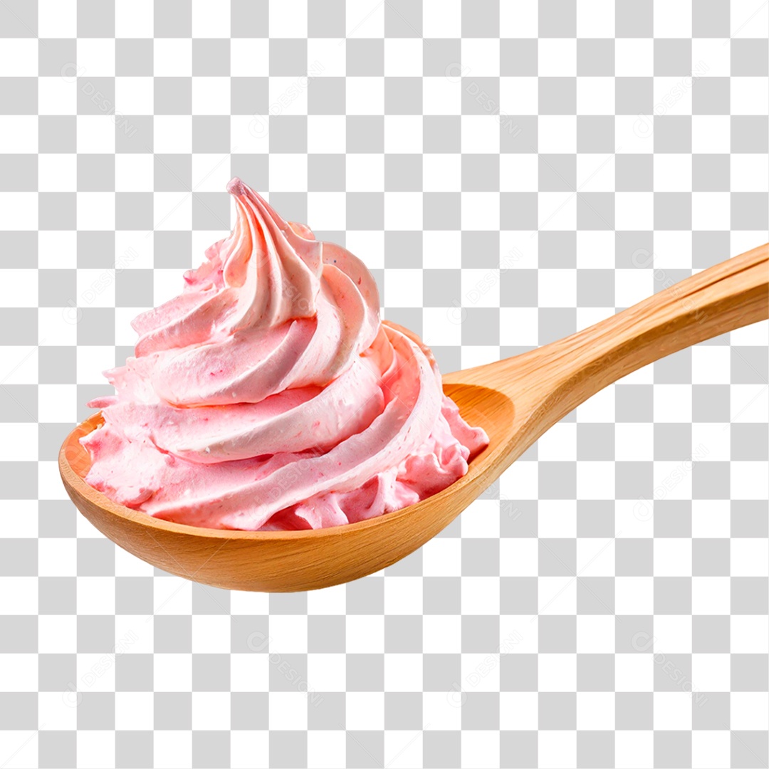 Colher com Chantilly Rosa PNG Transparente
