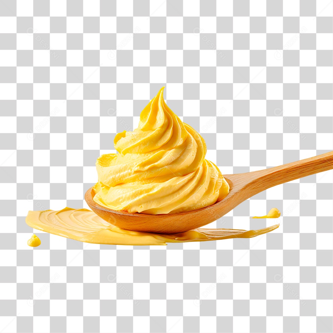 Colher com Chantilly Amarelo PNG Transparente