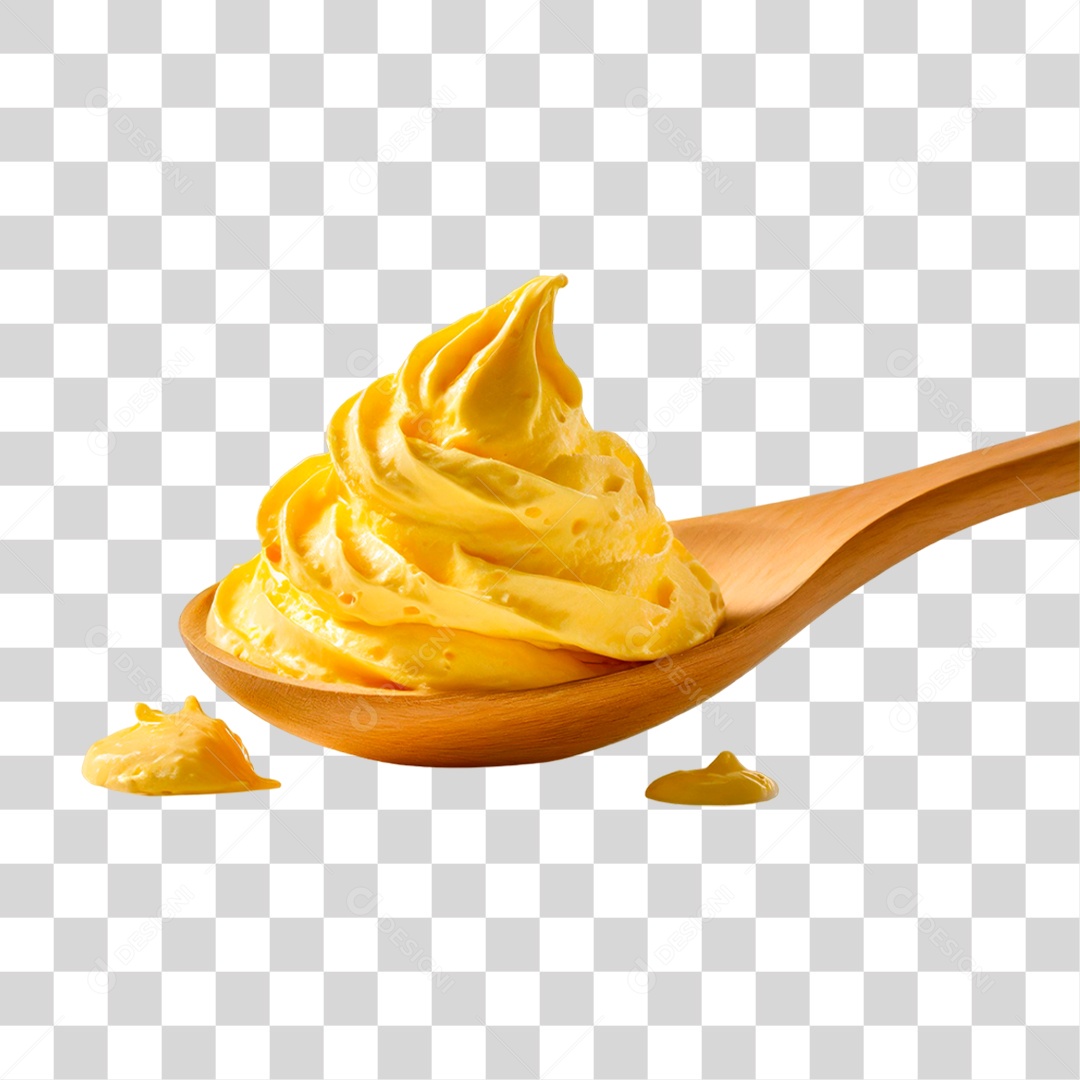 Colher com Chantilly Amarelo PNG Transparente