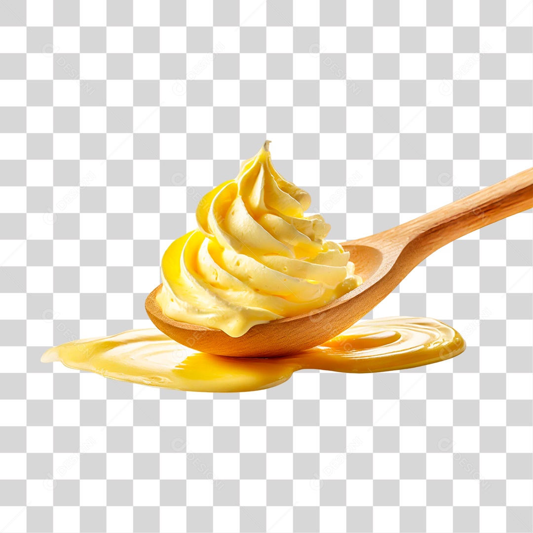 Colher com Chantilly Amarelo PNG Transparente