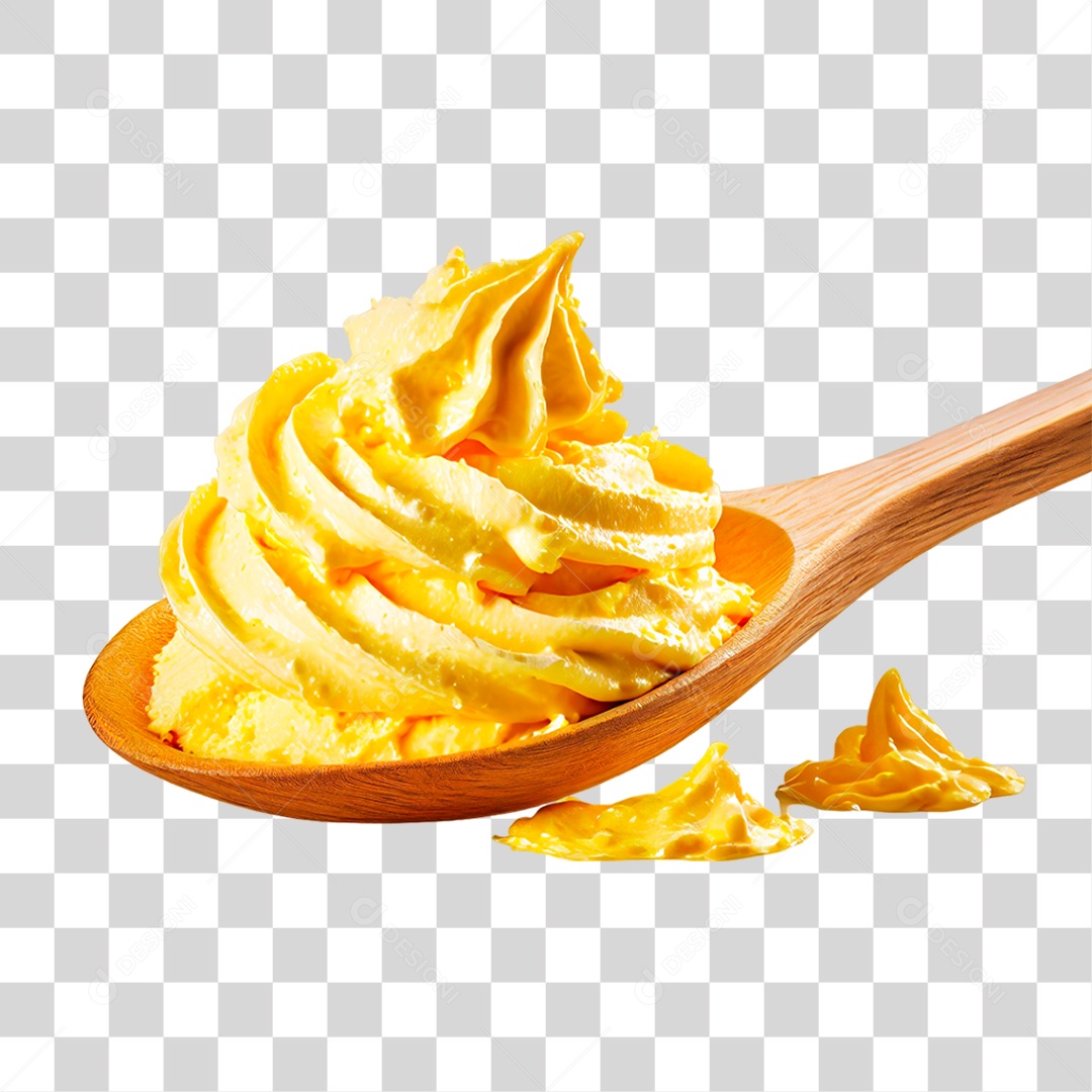 Colher com Chantilly Amarelo PNG Transparente