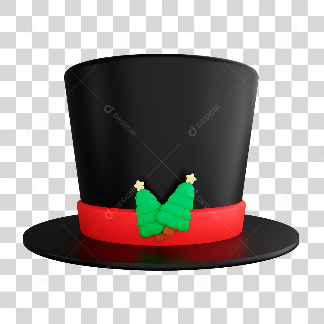 Elemento 3D Chapéu de Natal PNG Transparente