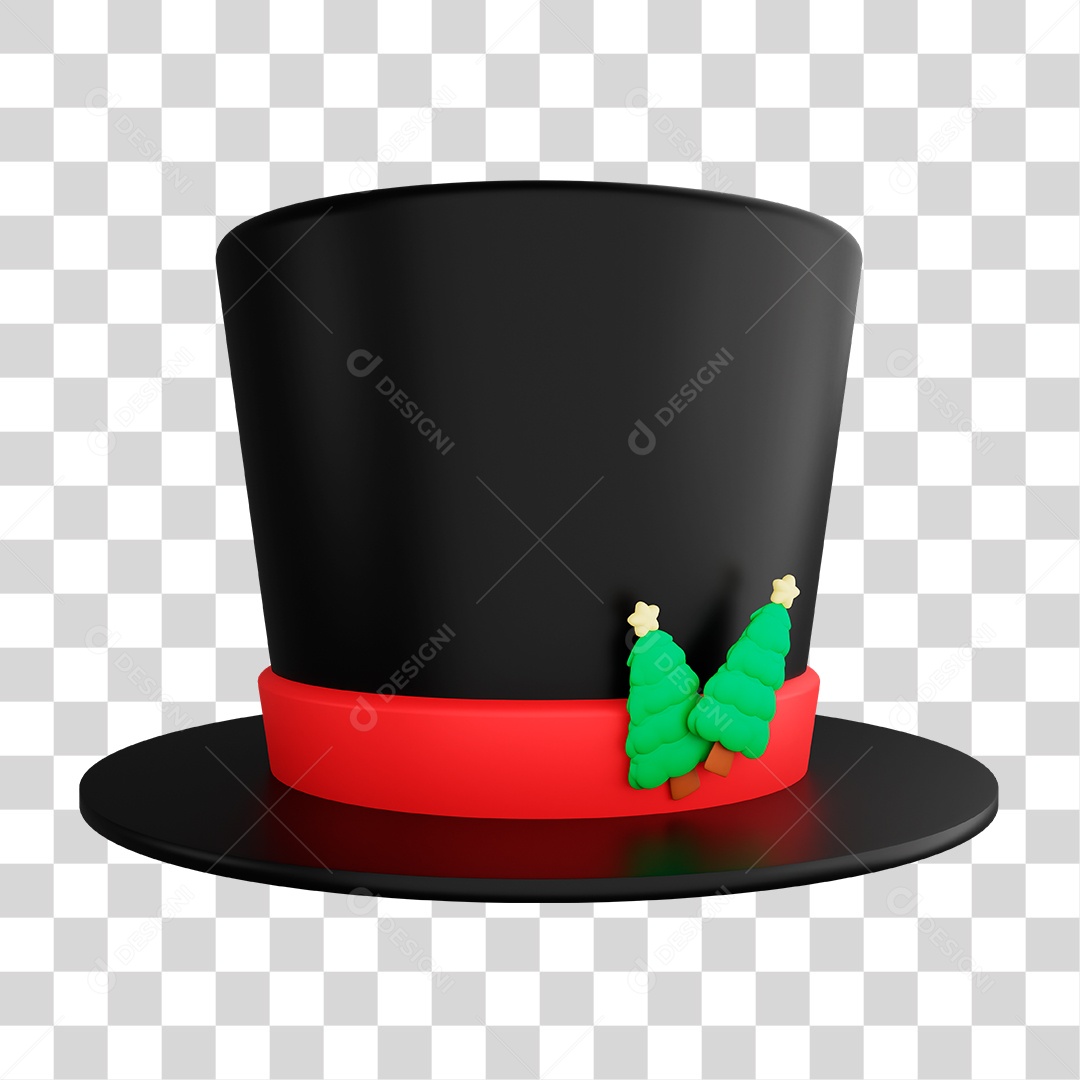 Elemento 3D Chapéu de Natal PNG Transparente