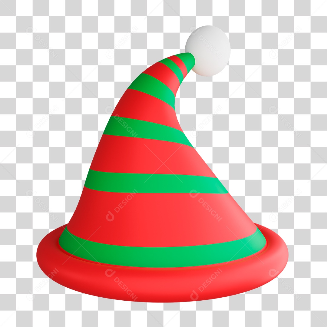 Elemento 3D Gorro de Natal PNG Transparente