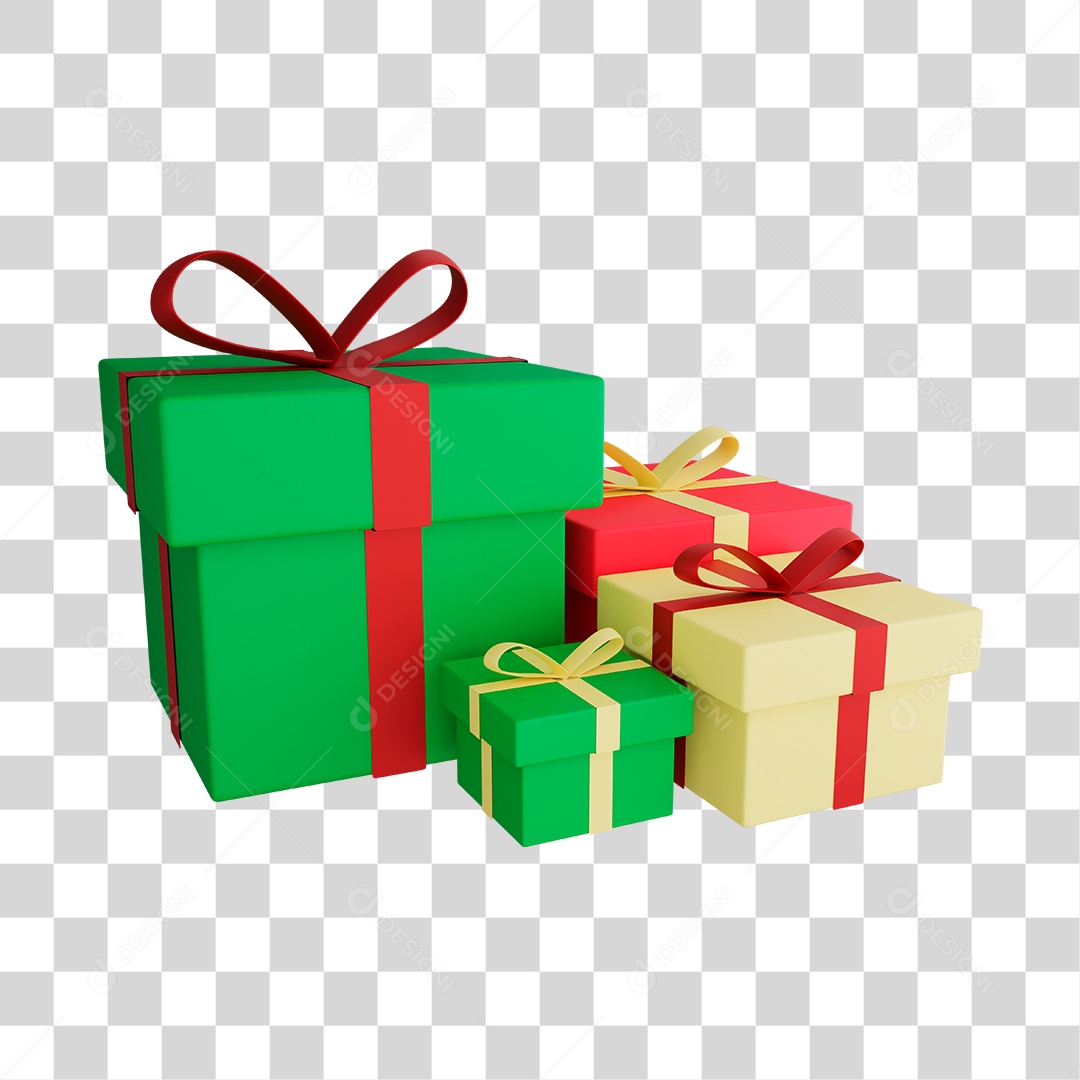 Elemento 3D Presentes de Natal PNG Transparente