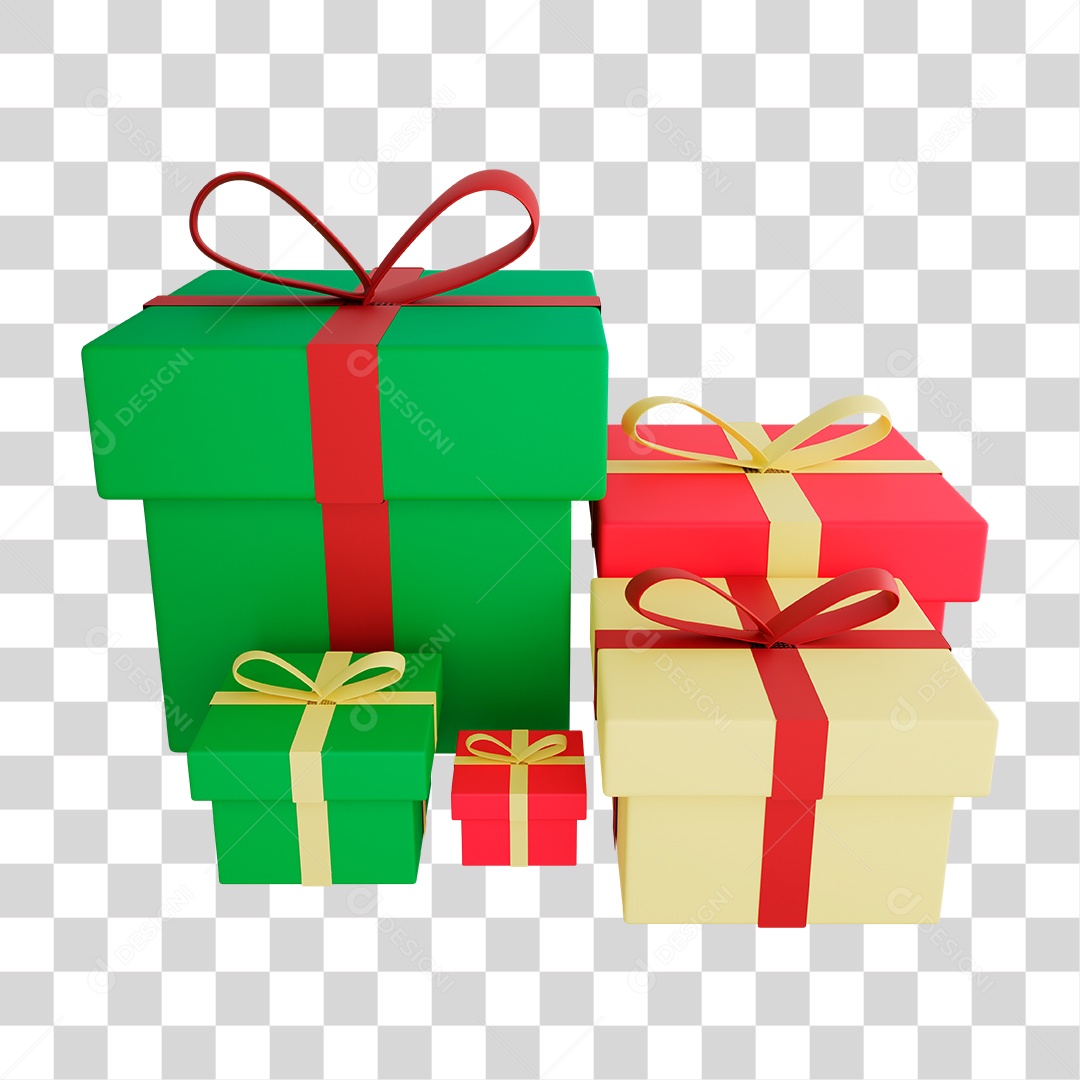 Elemento 3D Presentes de Natal PNG Transparente