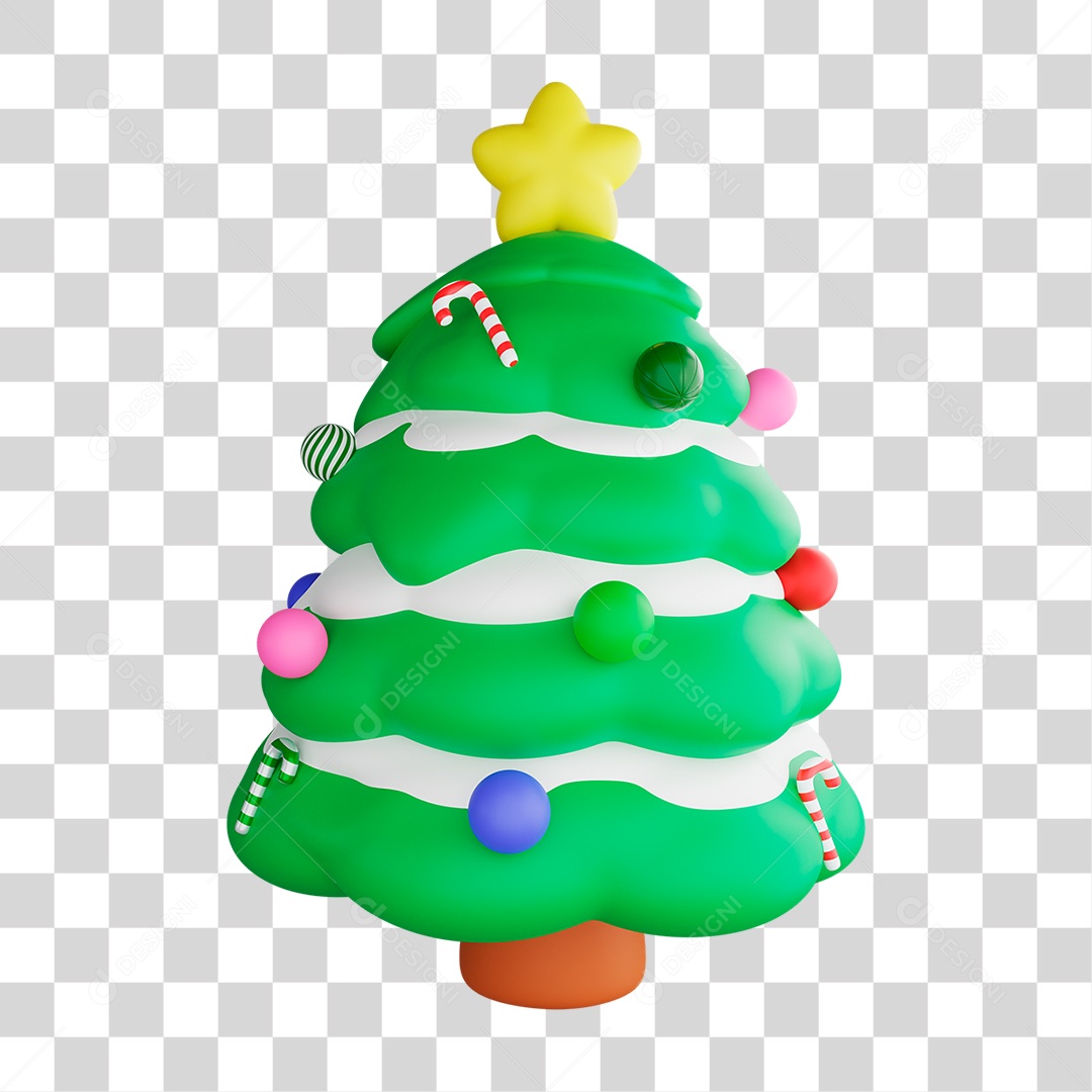 Elemento 3D Árvore de Natal PNG Transparente